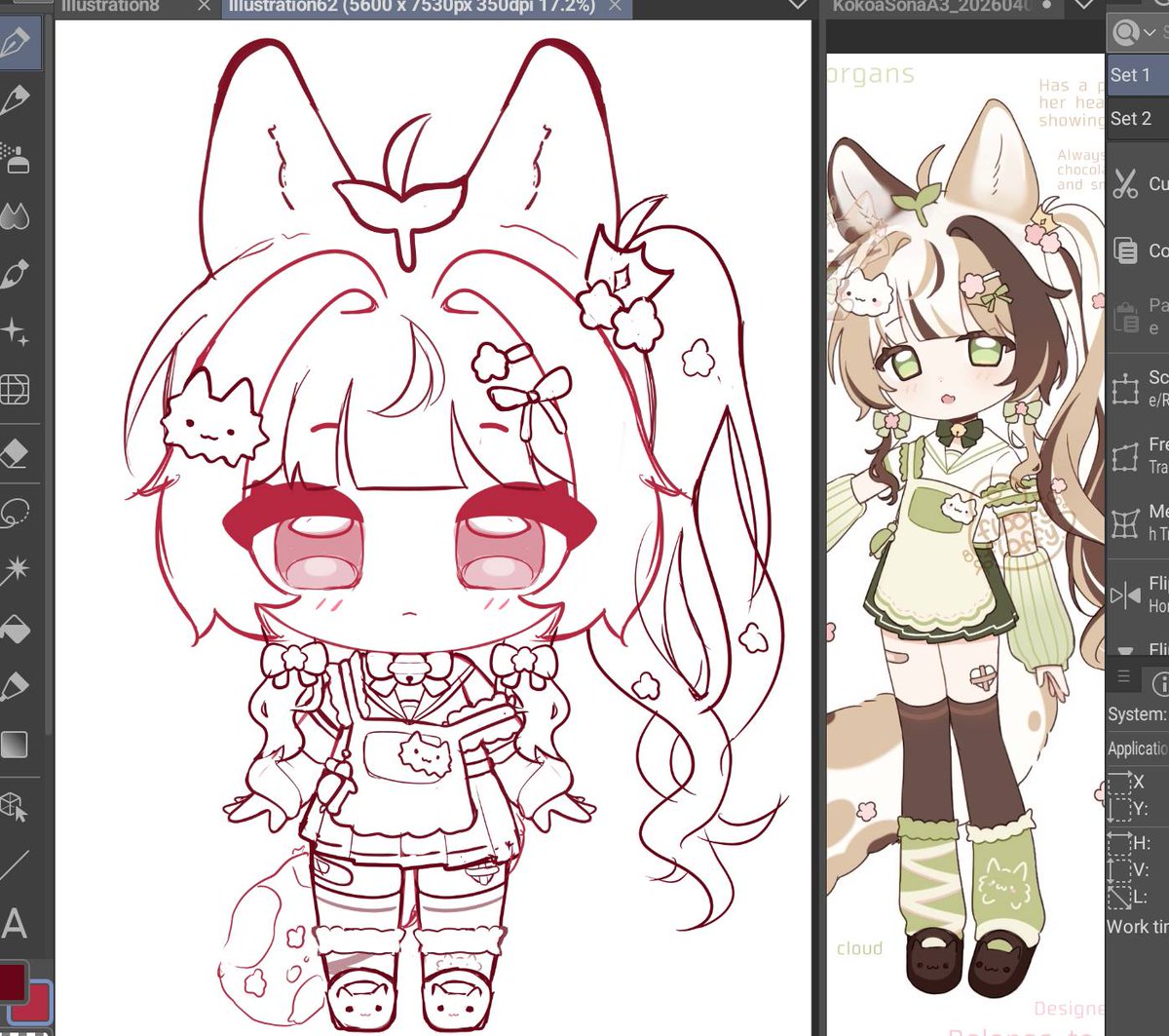 nathveex's tweet photo. Anyone whose a #live2d rigger wants to do a trade..? 
You get a free chibi (cut n named + if changes needed those will be done) model from me &amp; you rig my chibi model (2nd img) 🥹💕 https://t.co/3RTK5Pv33B