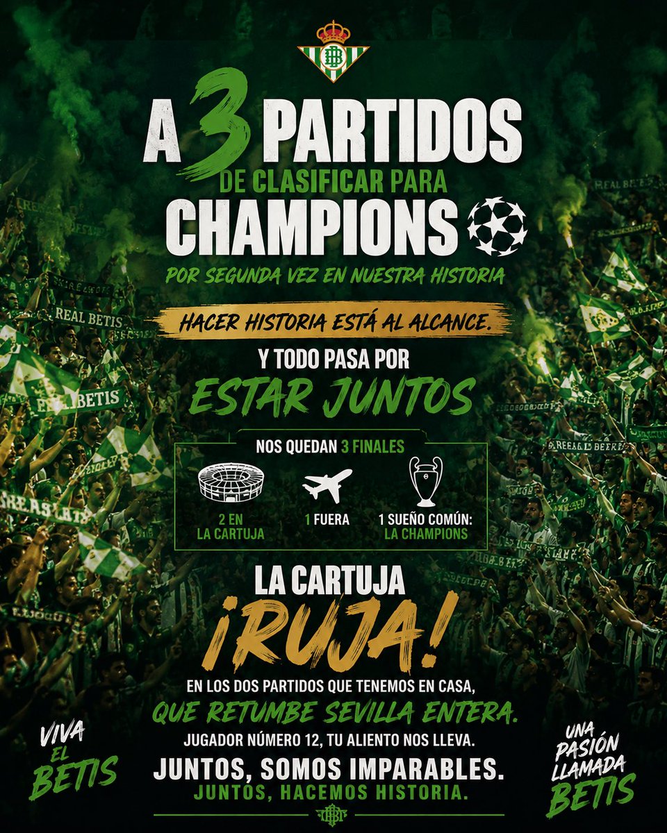 🟩 A 3 PARTIDOS, sí sí, a 3 PARTIDOS de hacer HISTORIA.
DEPENDEMOS de NOSOTROS, de NADIE MÁS