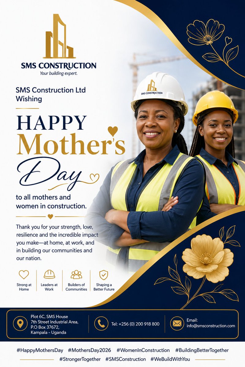 smsconstltd's tweet photo. SMS Construction Ltd wishes all mothers and women in construction a joyful and blessed #MothersDay2026. 💙#HappyMothersDay #WomenInConstruction #SMSConstruction #BuildingTheFuture #EmpoweringWomen #MothersDay2026 #ConstructionIndustry #WomenBuilders https://t.co/3c5NjptJ4a