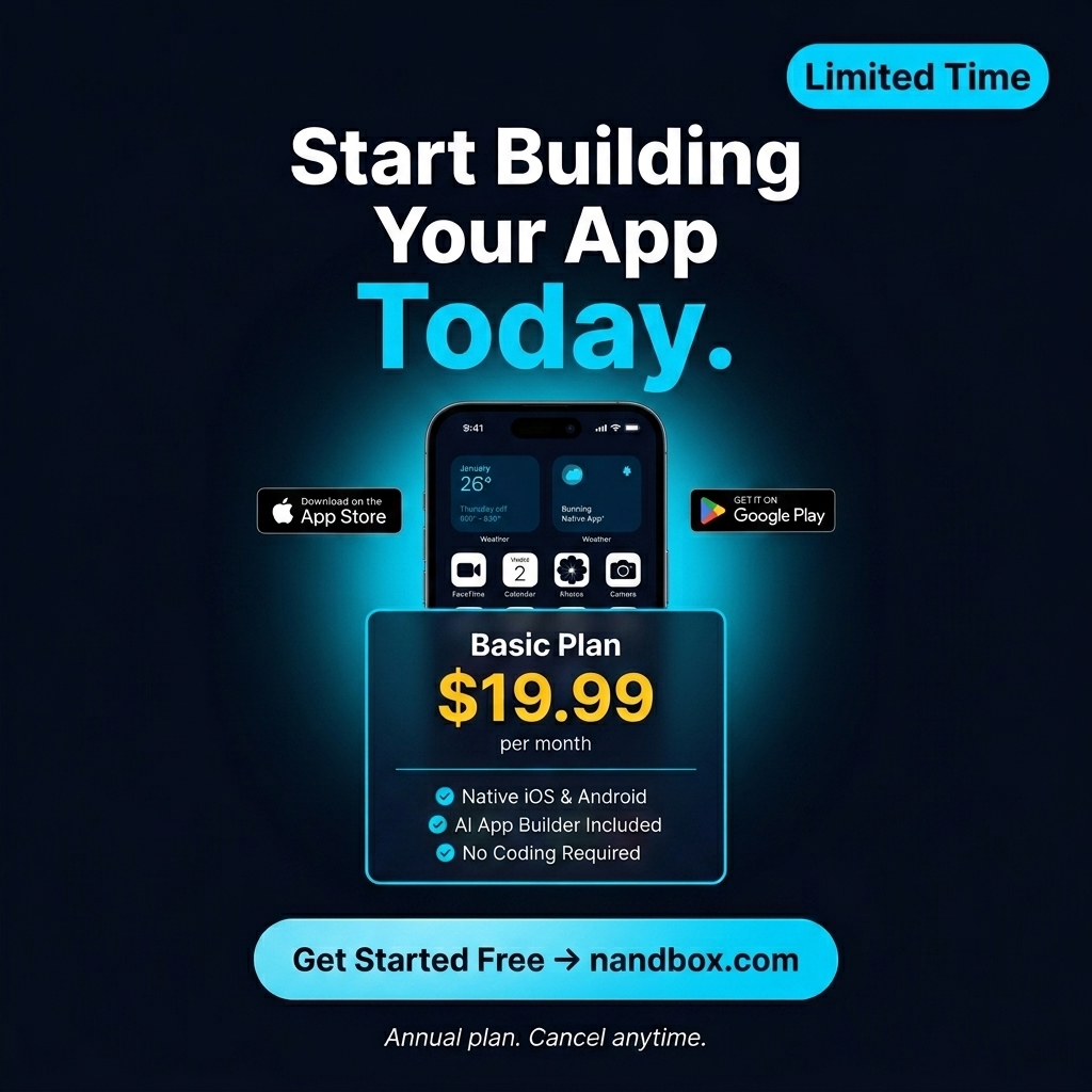 nandboxapp's tweet photo. Real native app. iOS & Android.
AI builder included.
100+ features.
Hosting included.
$19.99 for first month. Limited time. π¨
No coding.
No developers.
No excuses.
Start today β https://t.co/oObIcZy2um
#nandbox #AppBuilder #NoCode
#LimitedOffer #NativeApp #BuildYourApp https://t.co/yQyLV0YTBH