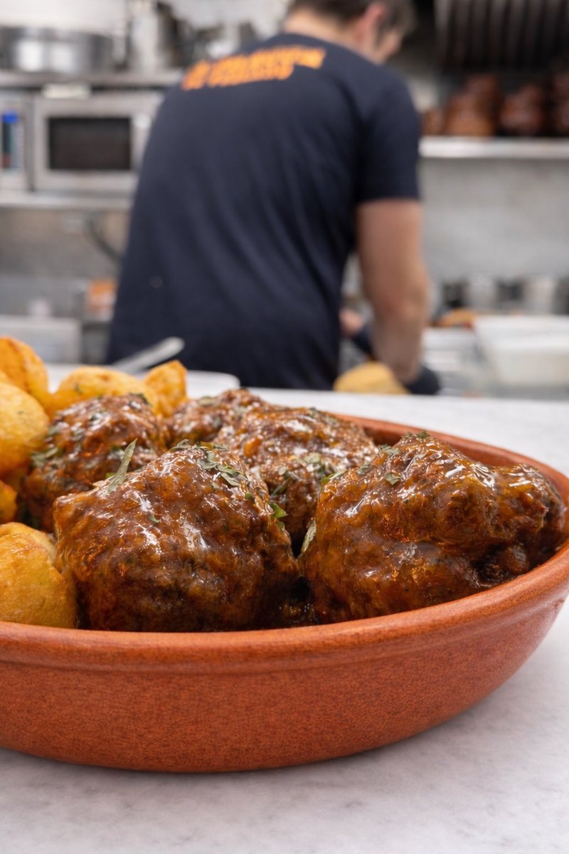 tabernalafragua's tweet photo. Nos gustan las raciones grandes y las que, como estas albóndigas de ternera en salsa casera de verduras, se elaboran en nuestra cocina #parachuparselosdedos 👌 https://t.co/Rqjxss94aD