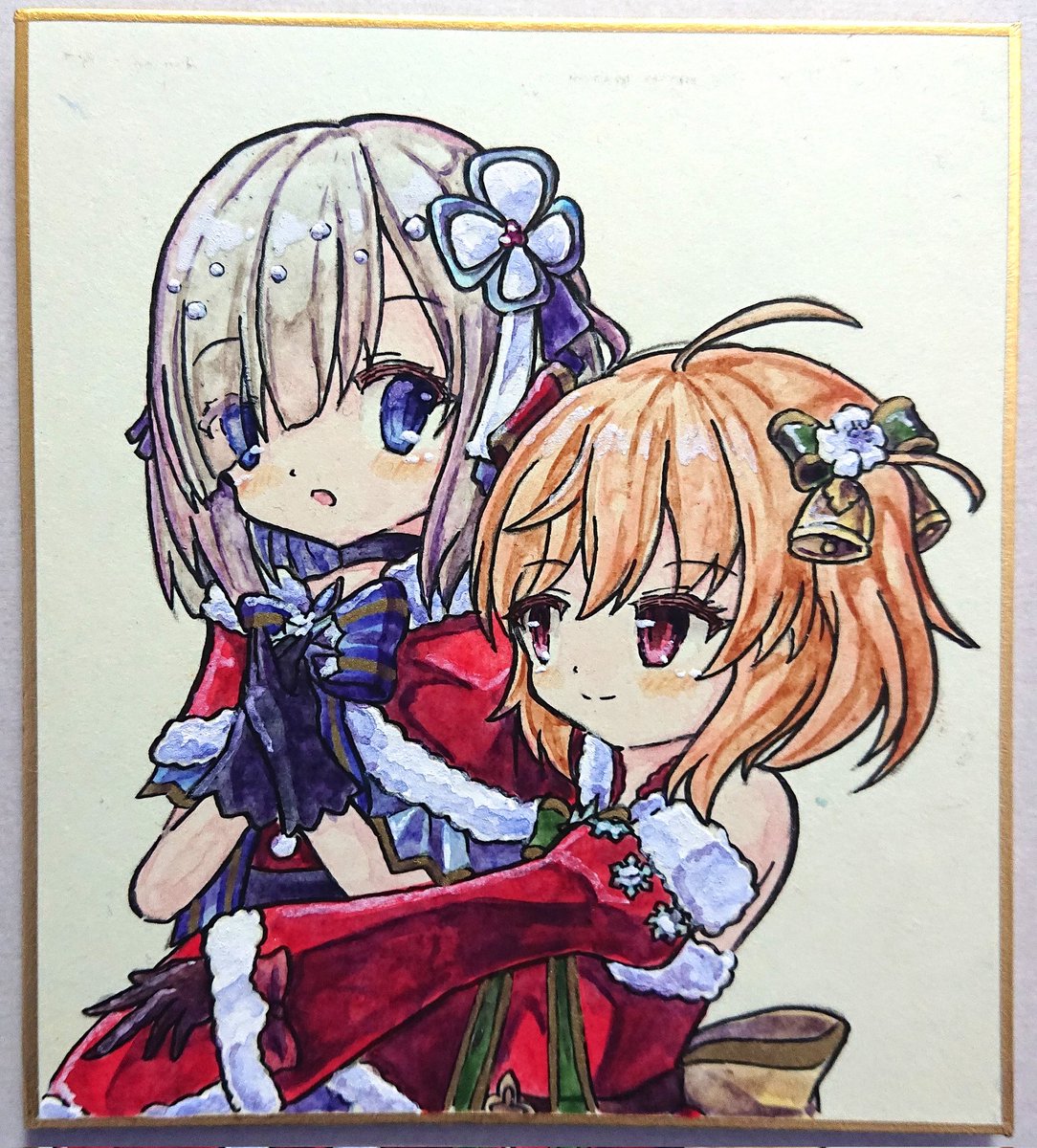 日本画で描く魔法少女たち 10、五十鈴れん・綾野梨花 #まどドラ #五月