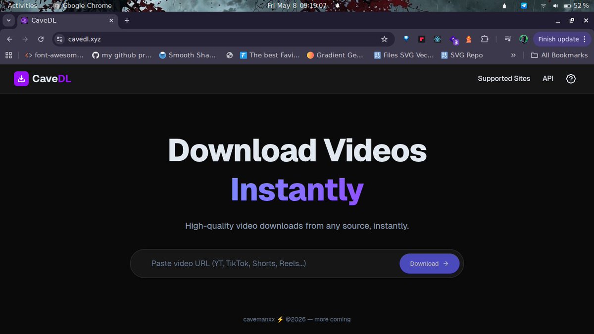 CaveDl's tweet photo. * CAVEDL

CaveDL is a tool build to help clippers, editors, and anyone source videos from most media platforms
It features an easy to use webapp, with seamless and fast downloads, 
- get video link
- visit https://t.co/YA5MVEolnR
- submit video link
- download your video https://t.co/QlnptAfA5a