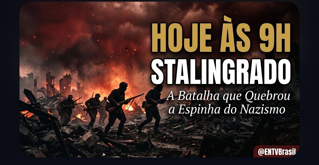 reginaldodles's tweet photo. 🔴 HOJE ÀS 9H no @ENTVBrasil STALINGRADO — A batalha que quebrou a espinha do nazismo. O Ocidente não quer que você saiba o quanto custou. Ep. 3 de #AVitóriaApagada já chega. 🎬 #Stalingrado #URSS #SegundaGuerra https://t.co/2SjFXh4NyL