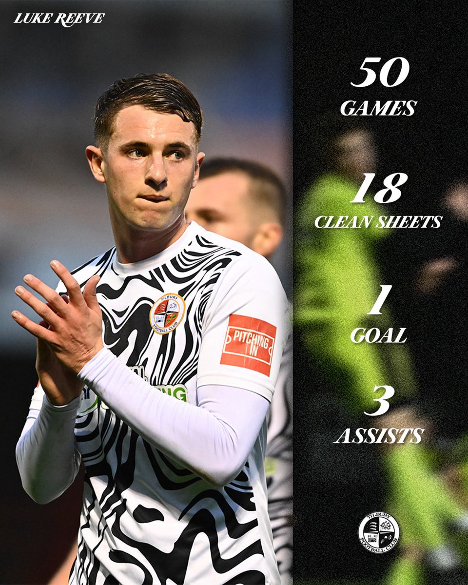 tilburyfc's tweet photo. Reevo’s 2025/26 in numbers 📈 

🔥 @LReevo5 was our top appearance maker this season, playing exactly 50 times! https://t.co/Fh15rp5MlK