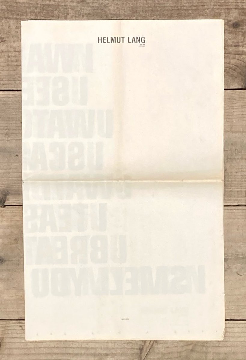 2000年発行 HELMUT LANG アート新聞 ジェニー・ホルツァー 香水 helmut lang jenny holzer – ET CAETERA ET CAETERA ET CAETERA ET