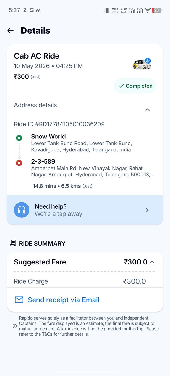 phnvarma1000's tweet photo. So two rides I had to book for which I have to pay 300+217 where the 300 ride should have dropped whr at home https://t.co/muzrUPC1XL