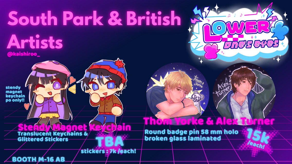 kaisheero's tweet photo. (❤️+🔁 appreciated!)
#cf22 #comifuro22catalogue #comifuro22
-
🌐south park, brit-pop / Brit-bands (Radiohead, Arctic Monkeys, Oasis, Blur), forsaken, okegom/ funamusea
-
‼️Pick Up, OTS, &amp; Mail Order (after cf22)
🪧 M-16ab Lower One’s Eyes (SUN DAY 2 ONLY!!)
-
SEE U @ CF22! 🌟 https://t.co/309tdaeBYo
