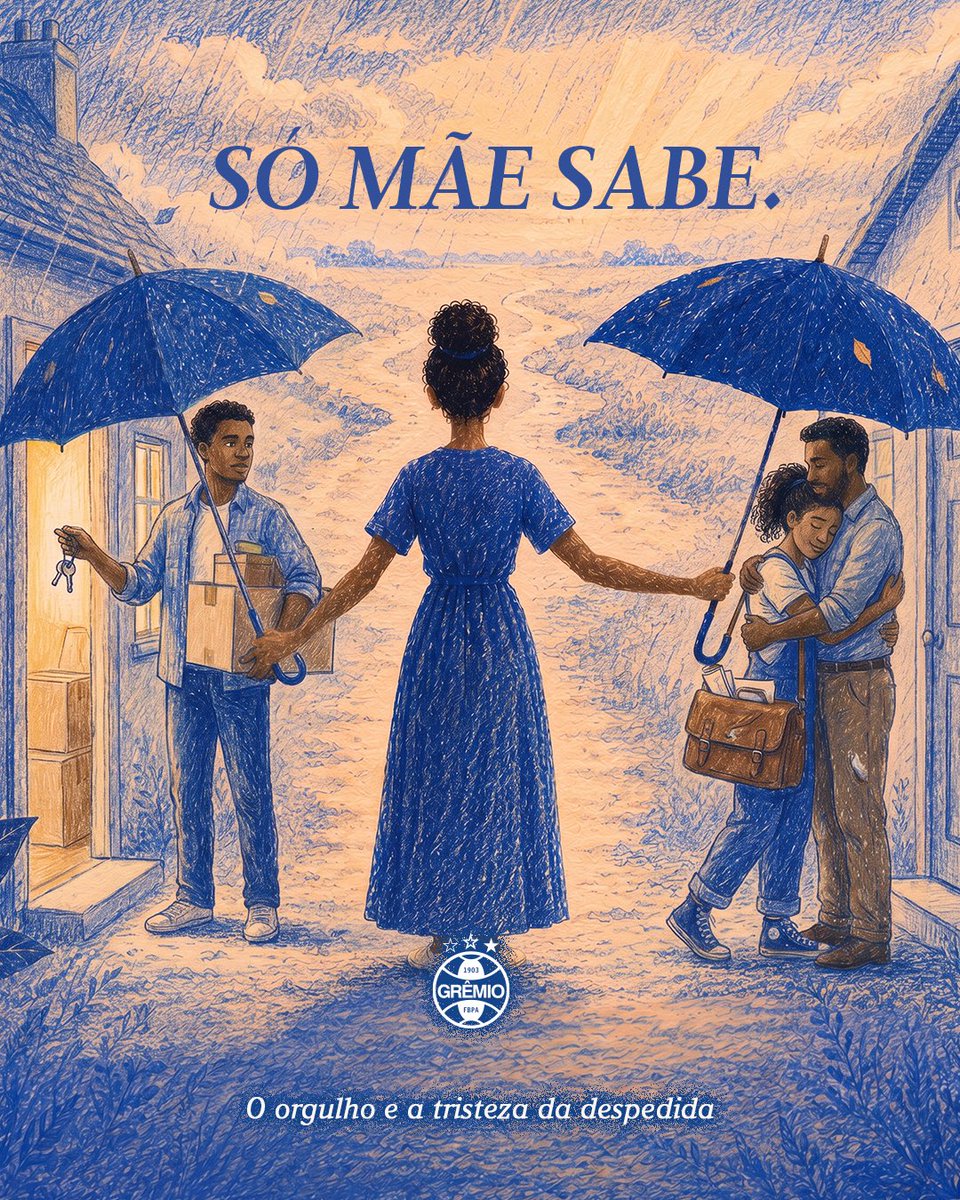 Gremio's tweet photo. SÓ MÃE SABE 🇪🇪💙 É ela que está sempre lá para nos apoiar. É ela que é sinônimo de cuidado, força e Imortalidade. Neste Dia das Mães, o Grêmio homenageia quem nunca deixa de torcer, cuidar e acreditar. Afinal… só mãe sabe o que é carregar o coração fora do peito. Feliz Dia das Mães!