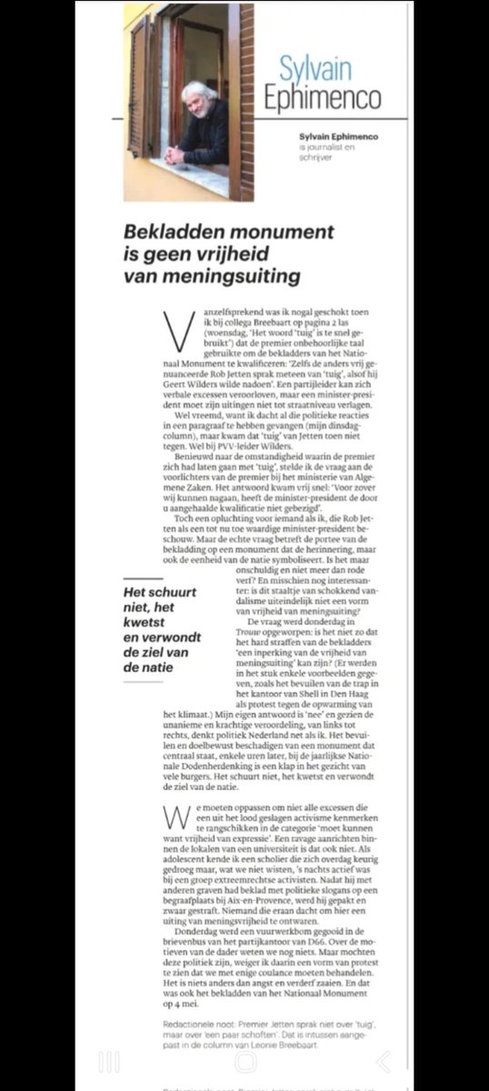 HarryWalstra's tweet photo. 'Mooiste columns' Sylvain Ephimenco, Trouw. https://t.co/wNXmmYyau4