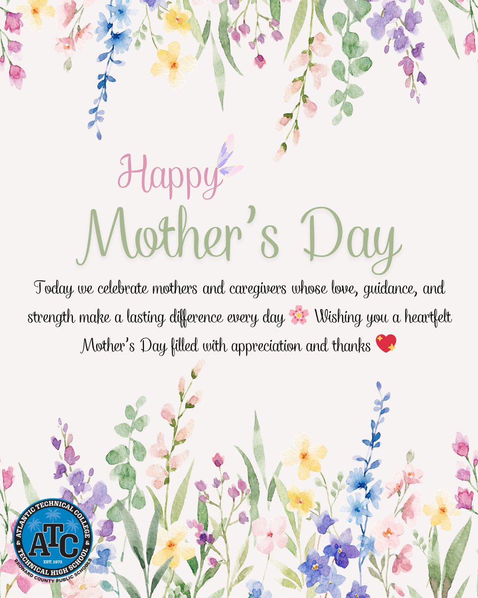 ATCTechCollege's tweet photo. Today we celebrate mothers and caregivers whose love, guidance, and strength make a lasting difference every day 🌸 Wishing you a heartfelt Mother’s Day filled with appreciation and thanks 💖

#MothersDay #Grateful #ATCChangingLives https://t.co/SSoztcywG2