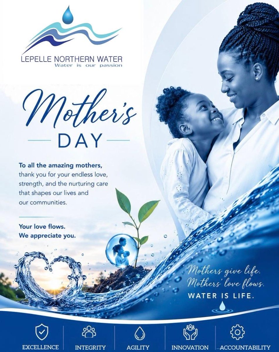 LepelleW's tweet photo. 💧Just like water, Mother’s love is pure, life-giving, and essential. It flows selflessly, nurtures every season, and keeps us going every single day.

#HappyMother’sDay to all the amazing mothers and mother figures. Your love flows just like water. Water flows like mother’s love https://t.co/4Td0njEyZM
