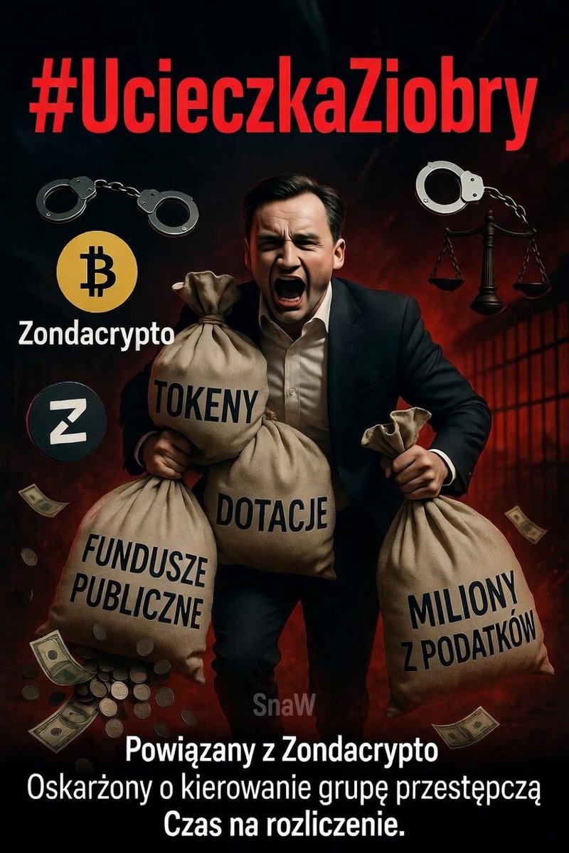 🔥#UcieczkaZiobry TO NIE JEST PRZYPADEK. ‼️

To jest znak, że gość doskonale wie, co zrobił.  

Przez lata okradał własnych obywateli – fundusze, dotacje, instytucje, wszystko szło w jedną stronę. A teraz, gdy przyszło rozliczenie, nagle „ucieka”.  

Powiązany z Zondacrypto i