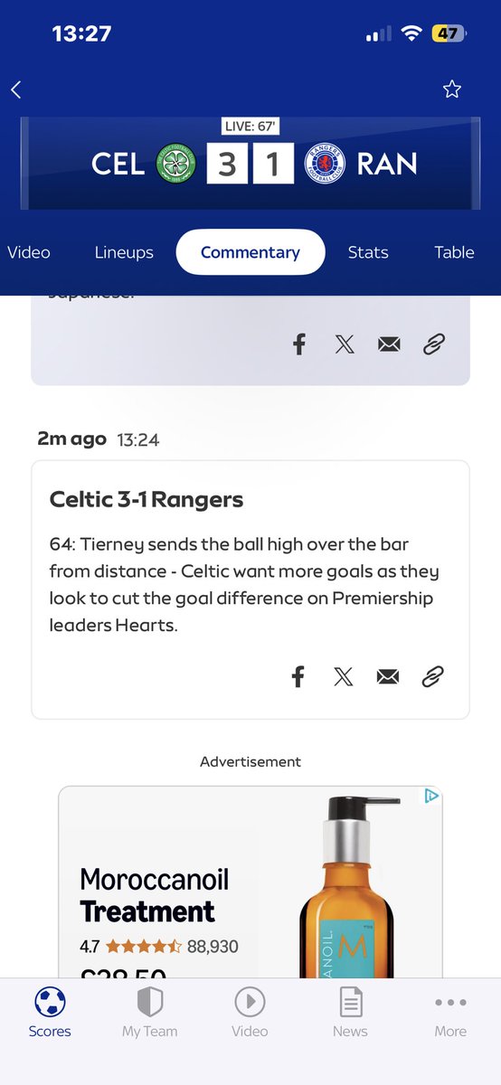 CraigG59483's tweet photo. Hey @OptaJoe @OptaSTATS Kieran Tierney Shot 64th minute, went for the far corner, you missed this as Shot? I’m watching the game it was a shot. https://t.co/p1wtDdTPxj