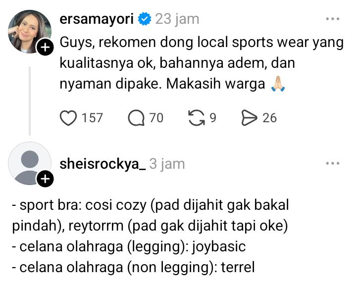 DIb8JYma6k's tweet photo. TERIMAKASIH YA KAKKKK UDAH SPILL INI😭😭 Pokoknya kalo buat olahraga pengen banget pakai sport wear yang senyaman mungkin dehh😭👍 https://t.co/YxhKMsONkg