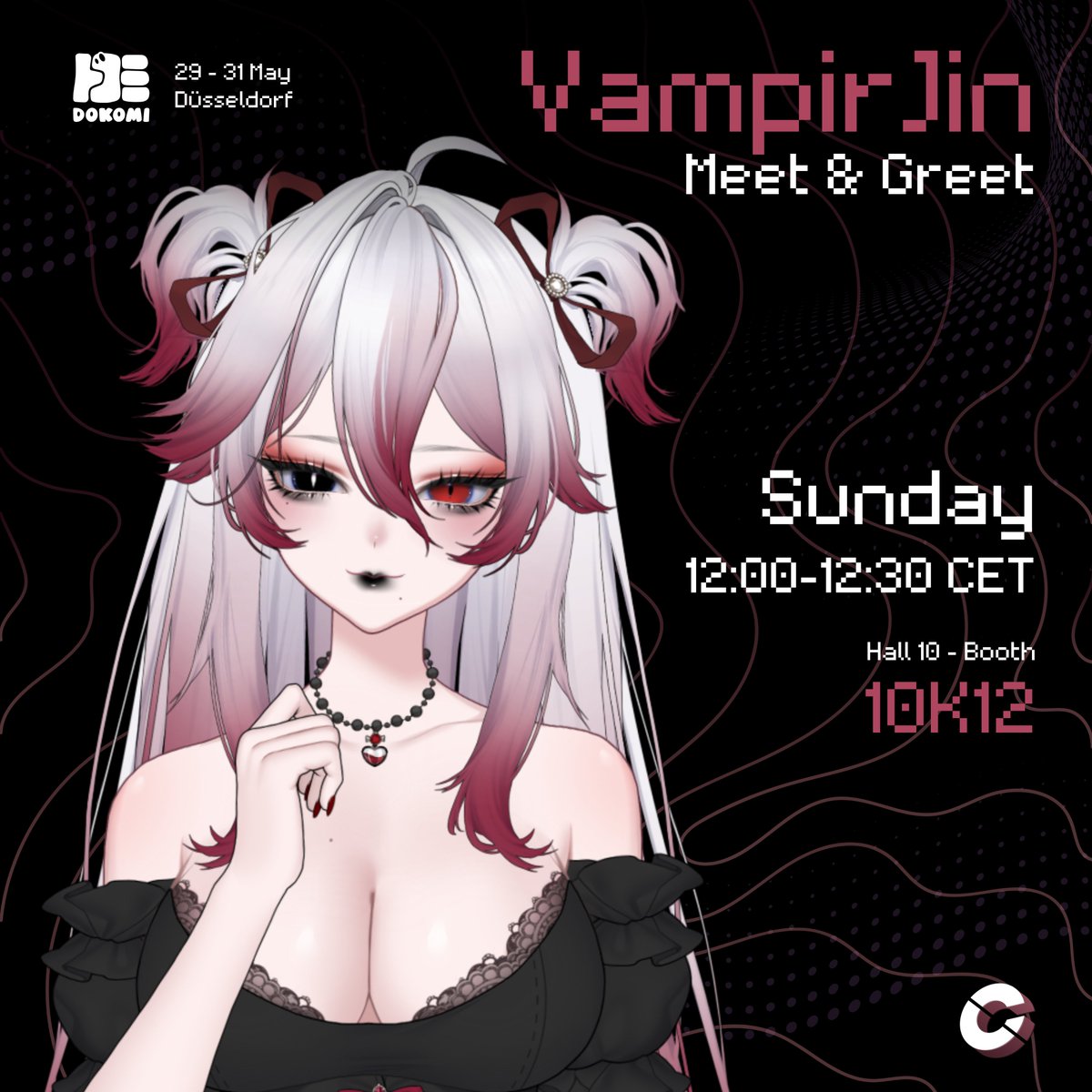 Vampir_Jin's tweet photo. 💕DOKOMI Meet &amp; Greet 2026💕
Dieses Jahr findet mein aller erstes Meet &amp; Greet auf der @DoKomi  am Stand von @cyblens statt! (˶˃ ᵕ ˂˶) .ᐟ.ᐟ

📍 Stand 10K12
🗓️Sonntag 31.05.26 | 12:00-12:30 Uhr  

Es wird Postkarten, Keychains und Sticker geben! uwu https://t.co/Yny8L8q8L1
