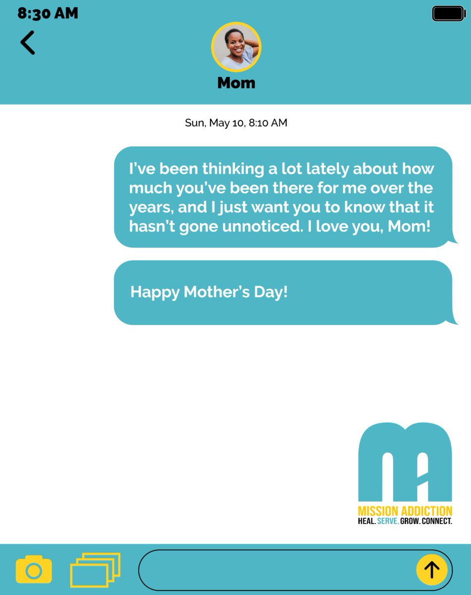 MssnAddiction's tweet photo. Mother’s Day can look different for everyone.
Sometimes it’s not the feeling - it’s finding the words. 
So we put together a few you can use or build from today.

Who are you reaching out to? 

#Happymothersday https://t.co/2qczDDHE3r