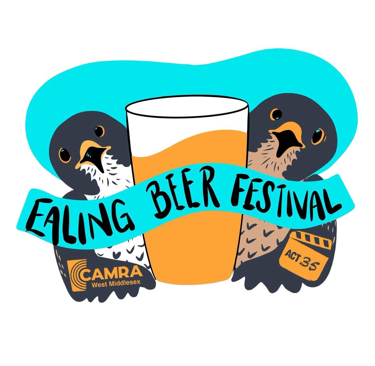 ealingbeerfest's tweet photo. New 2026 logo! It's a celebration of a pair of peregrine falcons at residence at Ealing Hospital. Named Dusty and Freddie, you can watch a live stream and learn more about their story @WildlifeEaling 🦅 🪺 🔗 https://t.co/XDQbhNUjj2 https://t.co/XV9g5eMShF