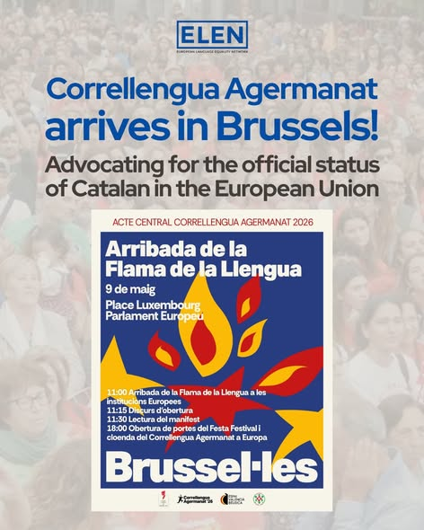 EUROLANG's tweet photo. #Correllengua arrives in Brussels 🏃🏃‍♀️🏃‍♂️

"Without linguistic equality there is no full democracy. No language should be left behind. The official status of Catalan, Basque and Galician is a matter of justice and respect for European diversity." (@Correllengua_ )🏃🏃‍♂️🏃‍♀️ #ELEN2026 https://t.co/53IbCyvGzp