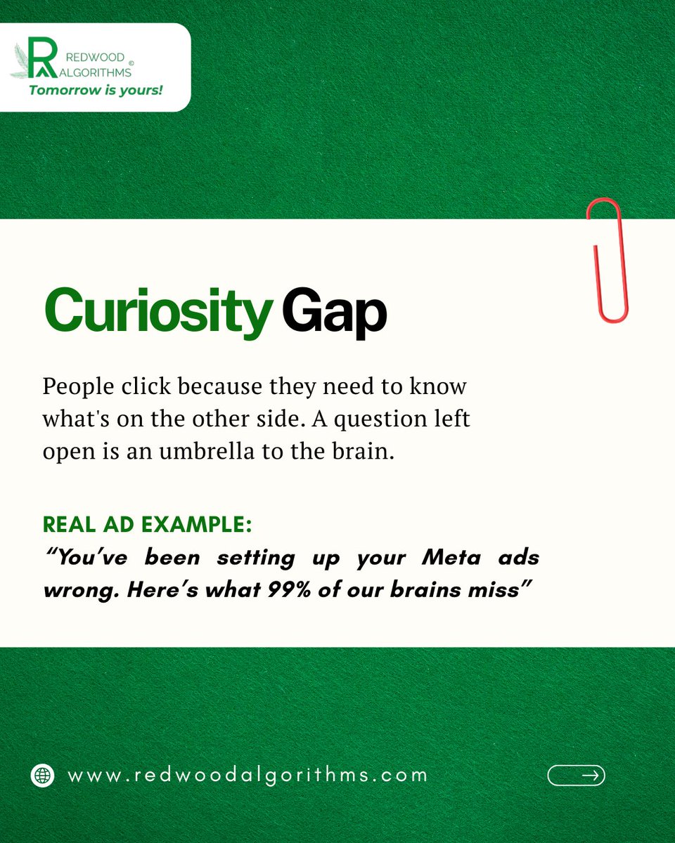 RAlgorithmsAI's tweet photo. Great ads aren't just creative. They're psychological.

Curiosity makes us click. Social proof makes us trust.
Master both, and your ads sell themselves.
🌐 https://t.co/RyJ9rz6zPR 

#RedwoodAlgorithms #TomorrowIsYours #MarketingPsychology #AdsThatConvert #PerformanceMarketing https://t.co/h8SGGGp8Ng