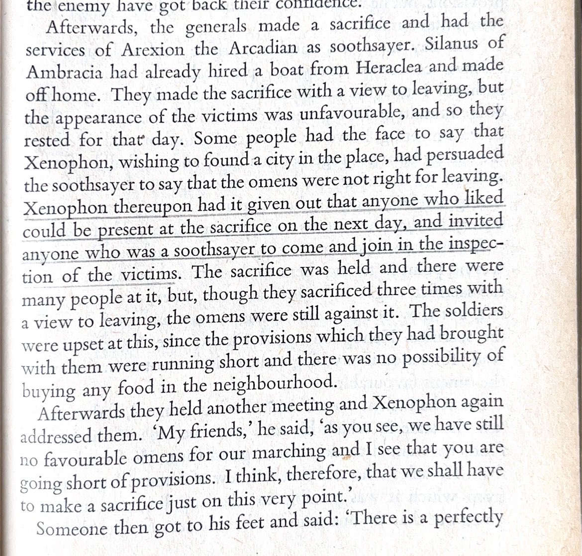 Xenophon's Anabasis shows how almost every single important decision was mediated through haruspicy (divination from the entrails of sacrificed animals) and how the result was almost always obeyed, even to great dissatisfaction.