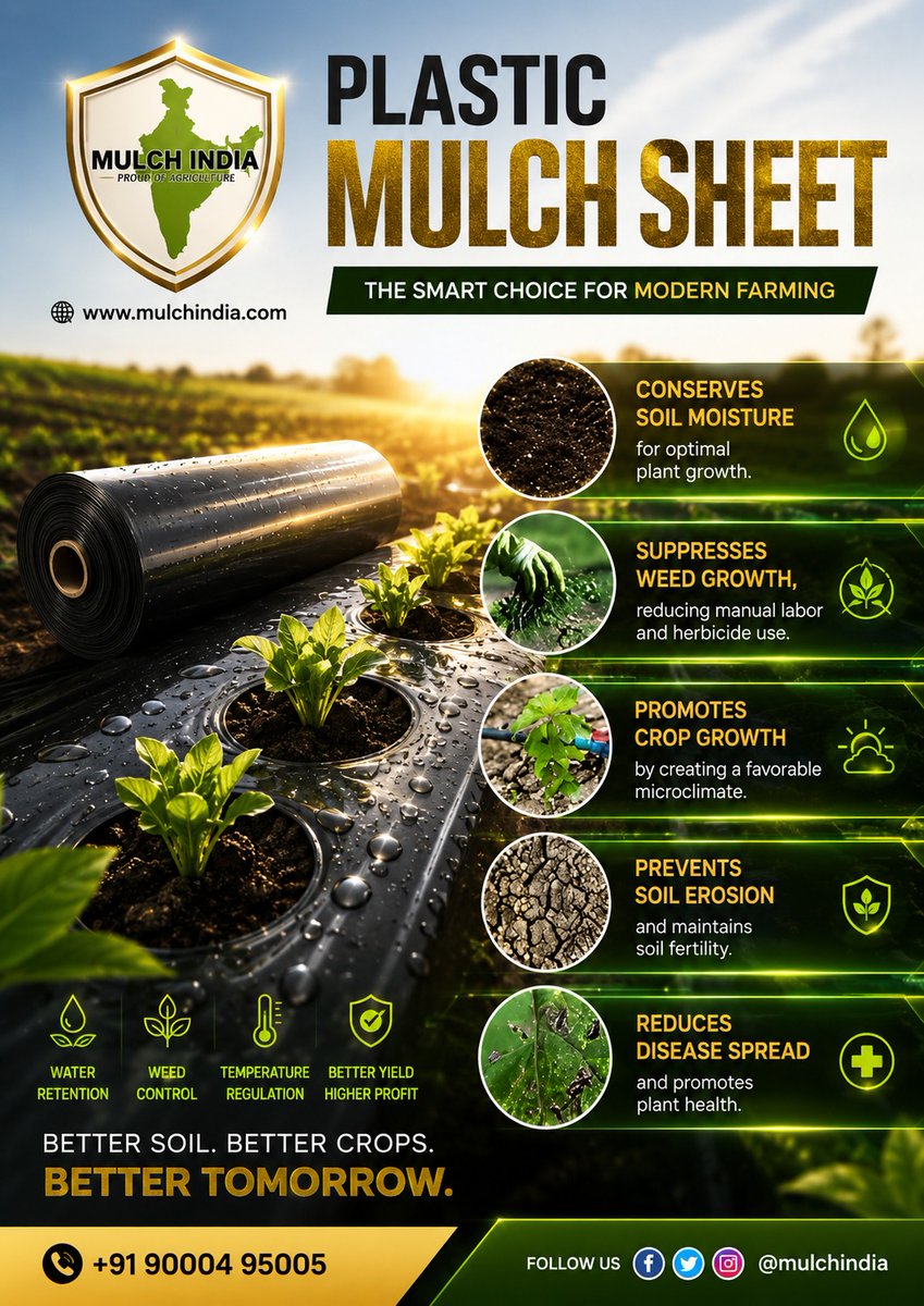 mulchindia's tweet photo. Plastic mulch sheet for agriculture | Mulch Film | Mulch India | Call: +𝟵𝟭 𝟵𝟬𝟬𝟬𝟰𝟵𝟱𝟬𝟬𝟱 https://t.co/3fezOTA7rd #plasticmulch #silverplasticmulch #plasticmulchinindia #hyderabadplasticmulch #plasticmulchinhyderabad #farmerscropgrowth #primopolymers #mulchindia https://t.co/DpI7YxFUY5