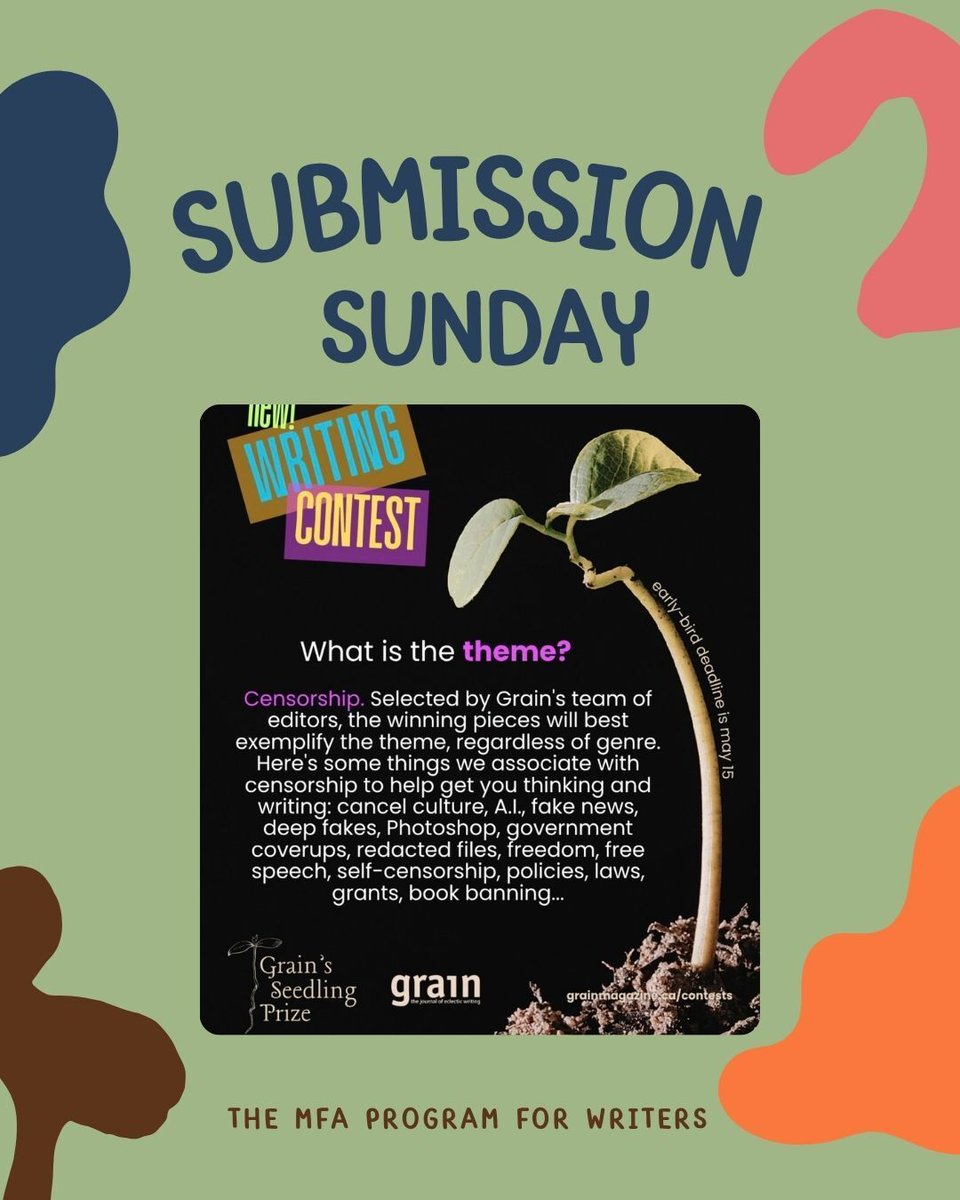 WarrenWilsonMFA's tweet photo. Polish it up, send it out! Today's opportunities: 

@grainlitmag
@poetryintl (Pi Prize)  
@pleiadesmagazine (Kinder-Crump Prize for Short Fiction)
@prairie_schooner (Summer Creative Nonfiction Prize)
@scribbled.ltd
@blackbirdjournal
@americanlibraryassociation https://t.co/8Sah5OjEaZ