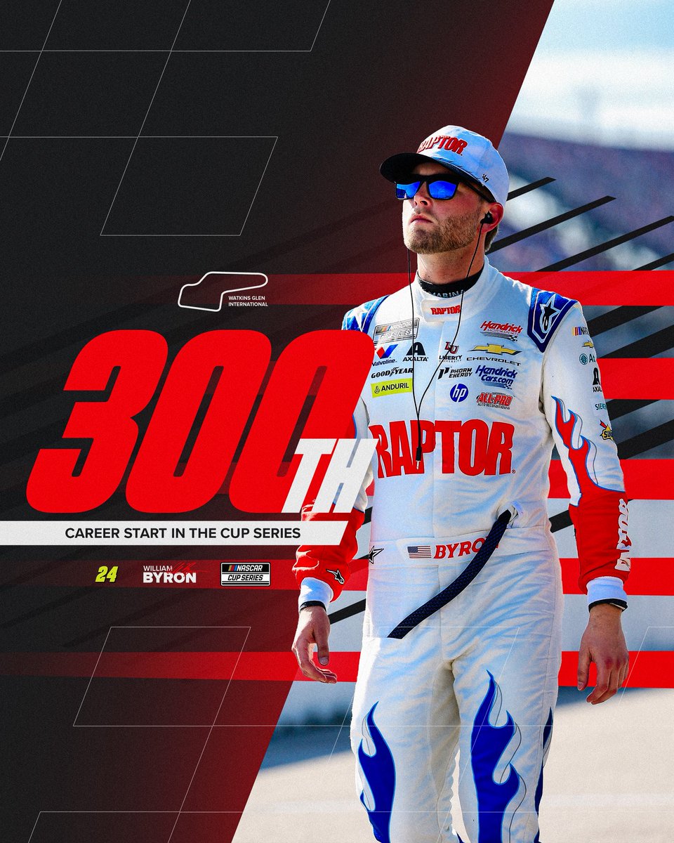 TeamHendrick's tweet photo. A milestone moment for @WilliamByron! 300 starts with Hendrick Motorsports 🙌 https://t.co/aTcZ20xp5M