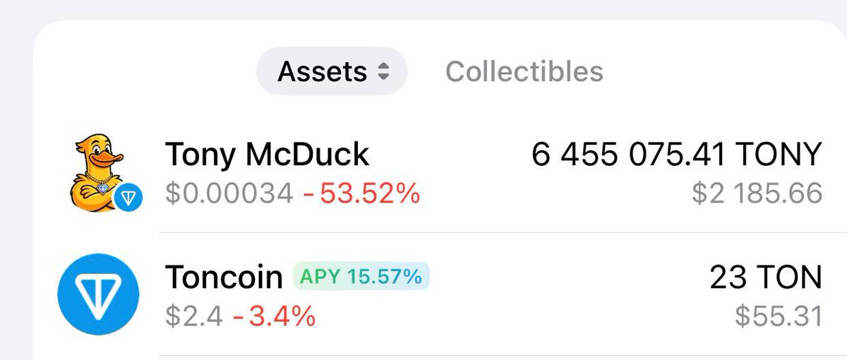 tonymcduck_ton's tweet photo. Tony McDuck is now verified on @mytonwallet_io!

$TONY is becoming deeply rooted within the TON ecosystem. 🐥💎 https://t.co/c9VYB5P2PO