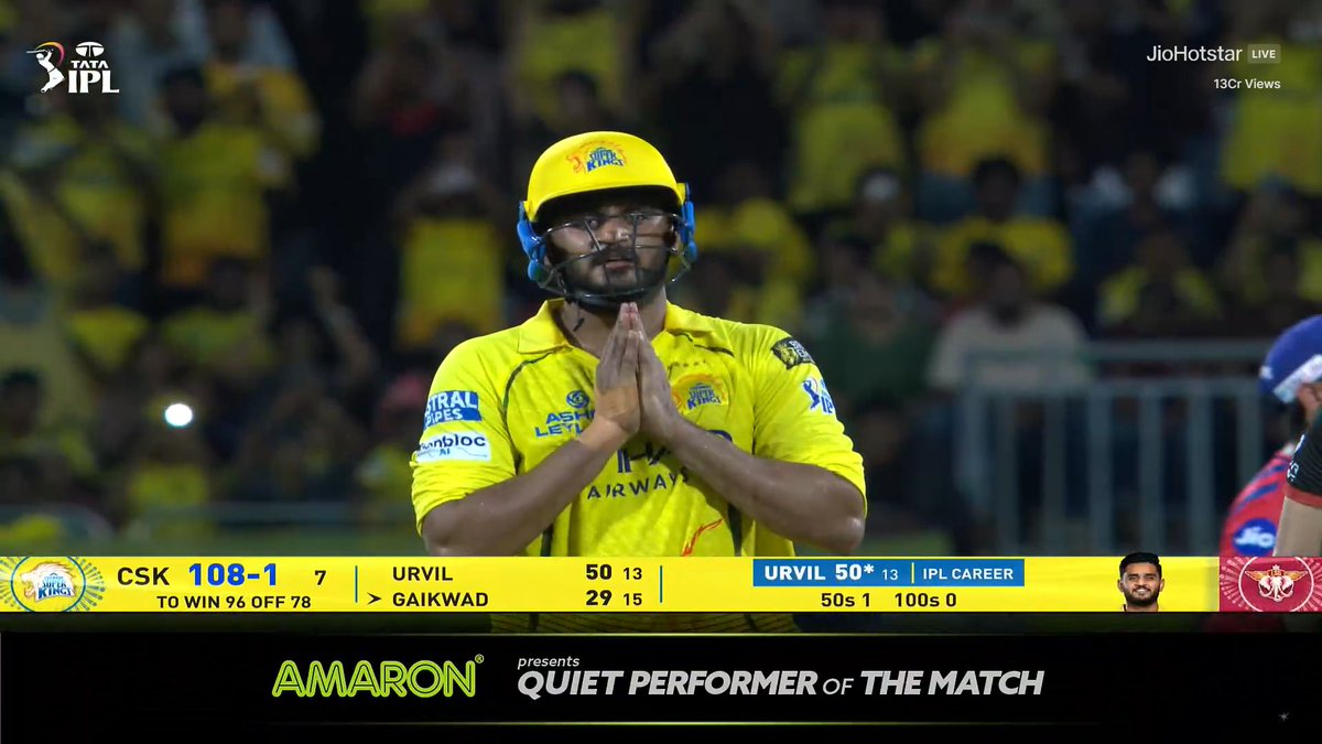 CSKFansOfficial's tweet photo. This is for you Papa 🥹💛

#CSKvLSG #WhistlePodu #CSK
📷 Jio Hotstar/ BCCI/IPL https://t.co/BhDROEd7pr