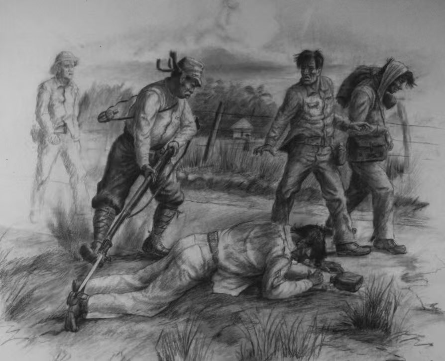 cmrcounter's tweet photo. In April 1942, the Japanese military orchestrated one of the most infamous war crimes in history: the Bataan Death March. Alongside the Nanjing Massacre and the Thailand-Burma Death Railway, it remains one of the three most significant atrocities of the Far East. https://t.co/BLlIm5NzvL