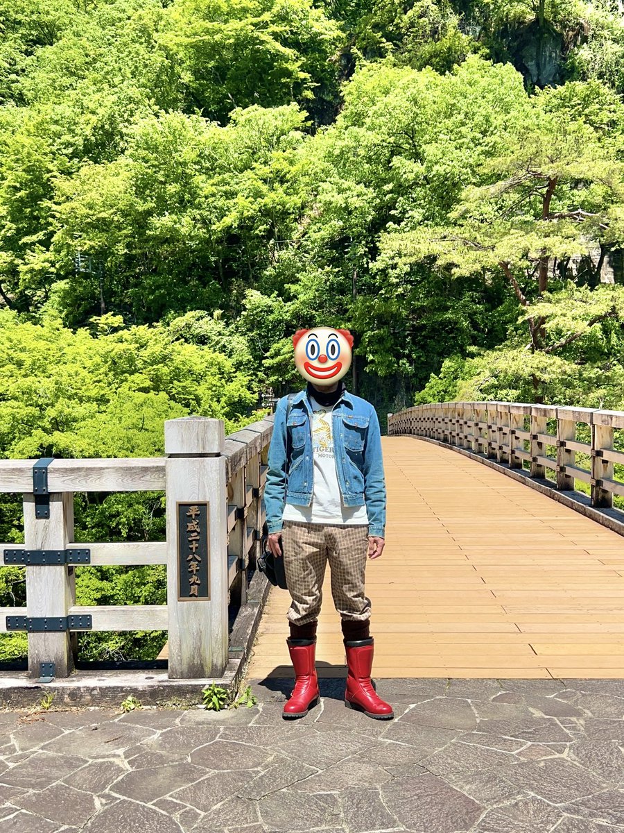 yas_131's tweet photo. 上毛かるた
「や」耶馬溪凌ぐ吾妻峡
猿橋から見た吾妻川沿いの渓谷
猿橋と私📸フォトスタンドがあったので😅
#上毛かるた
#群馬県
#吾妻郡
#トライアンフ
#Triumph https://t.co/nNhcFN0L3f