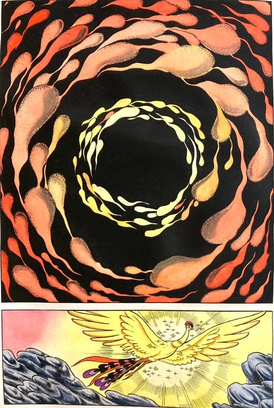 今日は、二度目の #マンガローグ・火の鳥 をお友だちと観てきました🐦‍🔥

今回は落ち着いて観ることができました☺️あともう一回、娘と行く予定🚃

（画像）一番初めに手がけた（着色した）火の鳥のページ🎨ここからスタートしました！

#手塚治虫　#高輪ゲートウェイ
#MoNTakanawa   #母の日💐