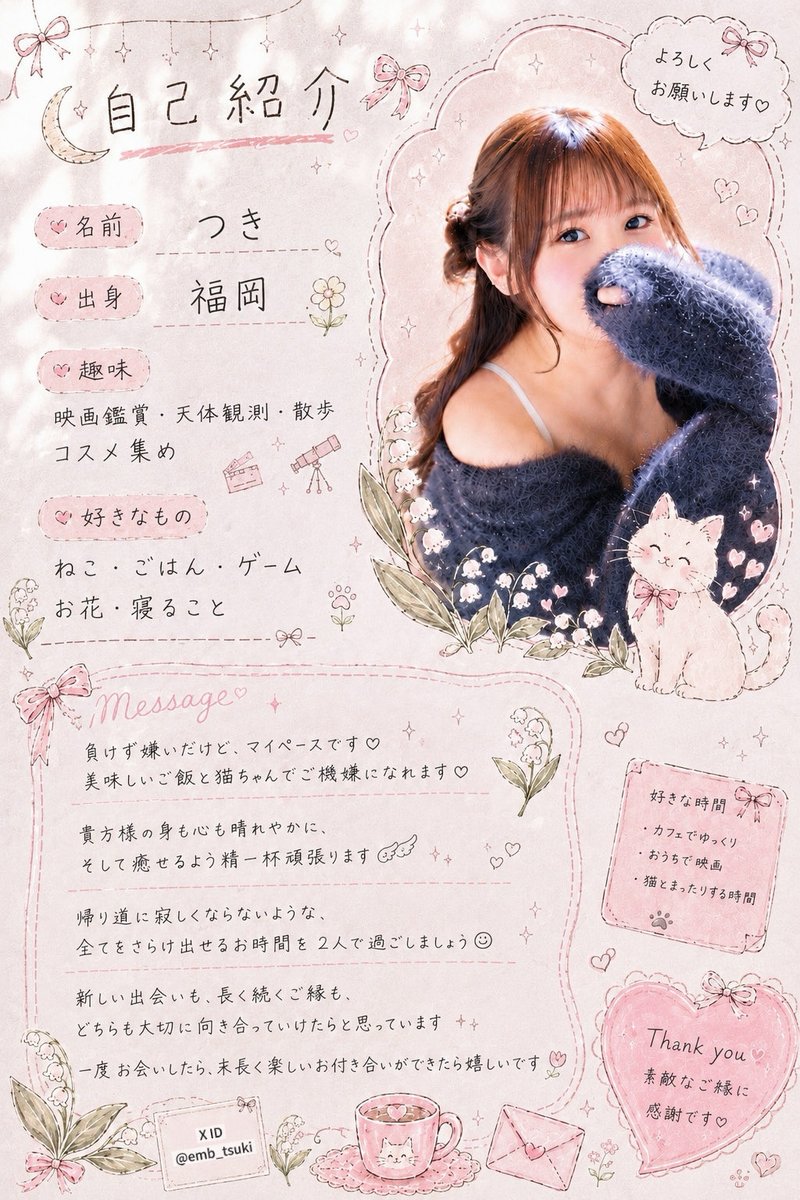 emb_tsuki's tweet photo. ちゃっぴーに自己紹介カード作ってもらった♡
好きなものが小学生みたいで笑っちゃった https://t.co/77mbCpV7D5