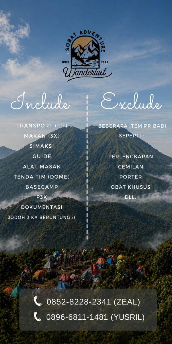 NinjaHatoree's tweet photo. Guys, ada yang mau ikut hiking Gunung Gede 16-17 Mei 2026?

OPEN TRIP 📢
MT. GEDE via PUTRI

🗓️ Jadwal Trip :
15 - 17 Mei 2026

📍Meeting Point : 
Bogor, Jakarta, Bekasi, Karawang, Basecamp.

BOOKING NOW :
☎️ WhatsApp : 089668111481

*SOBAT.ADVENTURE* https://t.co/LBCdKzfp6S