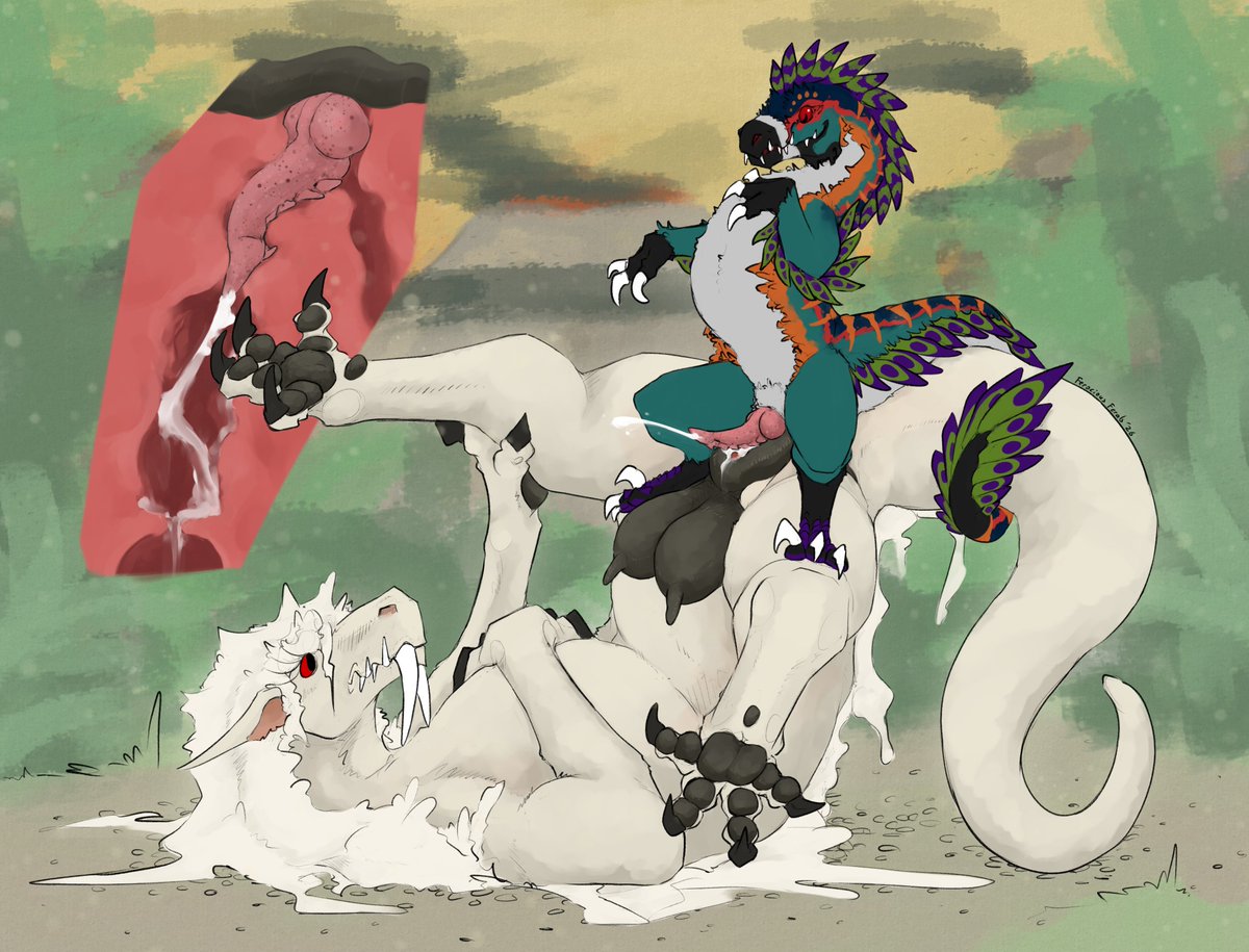 FerociousFerals's tweet photo. YCH Comission

@ZekyalRaptor is a lucky lad!

#morgra #dragon #dinosaur #feral #furry #nsfw https://t.co/GRzSiCXaOH