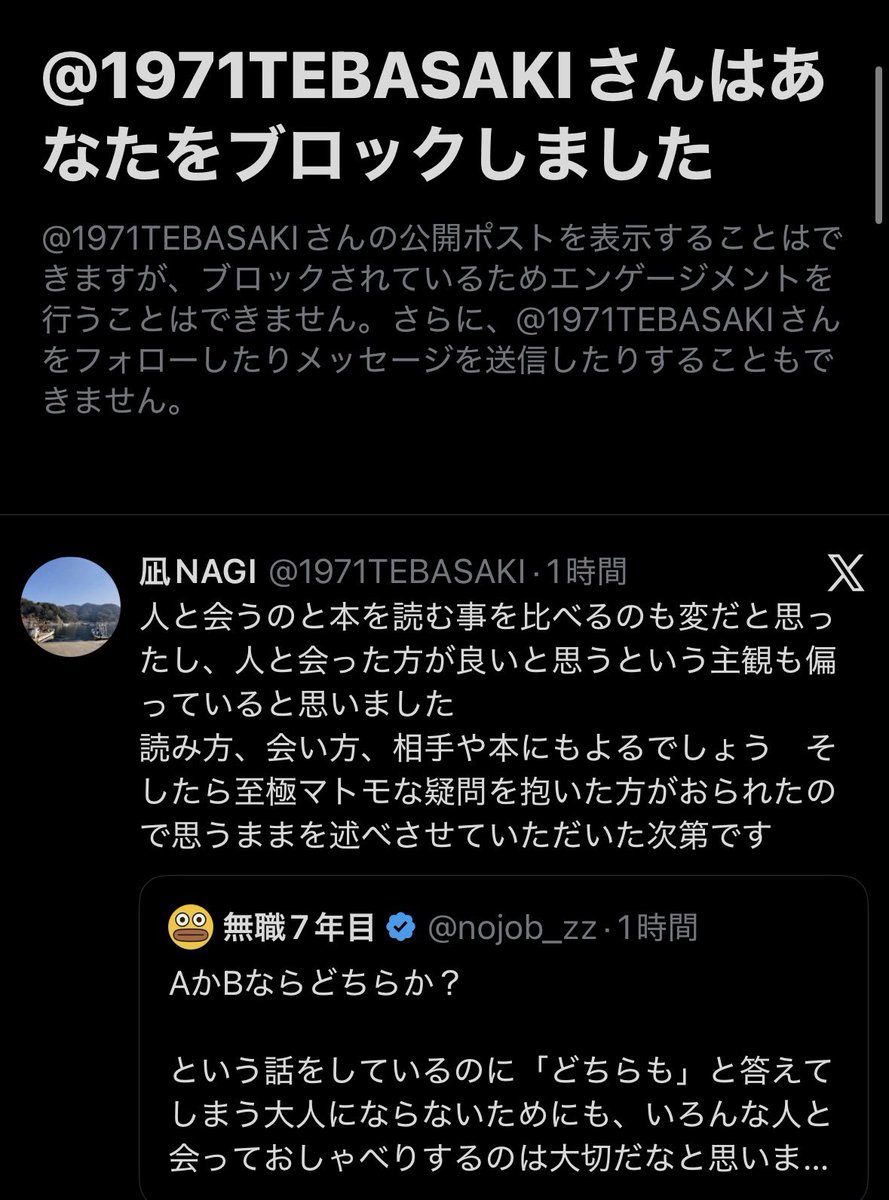 すごい、ブロックしてから引用で反論してる。 「私はこう思う！お前の