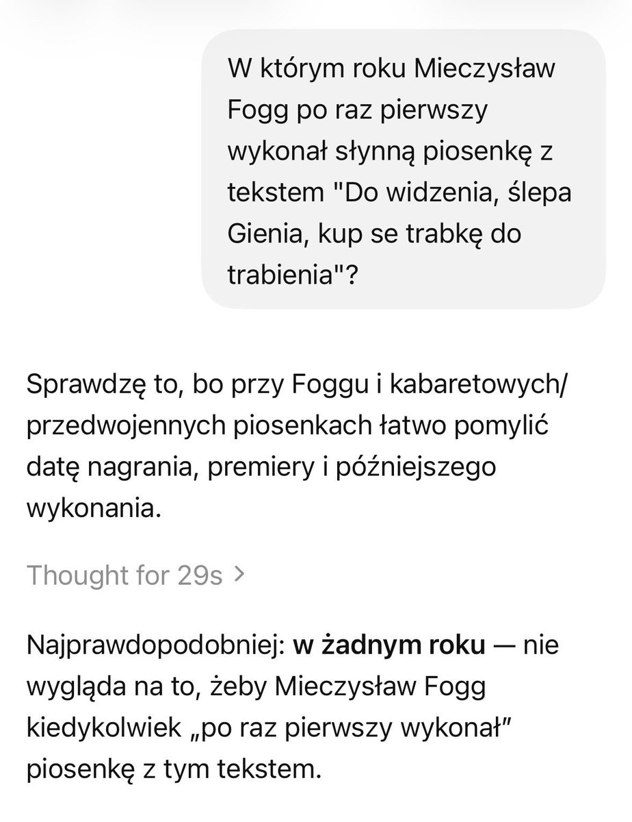 PDobrzynski's tweet photo. @lkwarzecha Bo korzystać z AI to trzeba umieć. Dokładnie ten sam prompt, zupełnie inna odpowiedź. Ale zastrzeżenie: kiedyś miałem takie samo doświadczenie, więc napisałem takie instrukcje, żeby głupot nie dostawać. Aczkolwiek zawsze potrzebna jest pewna doza nieufności. https://t.co/OosQWZbtgz