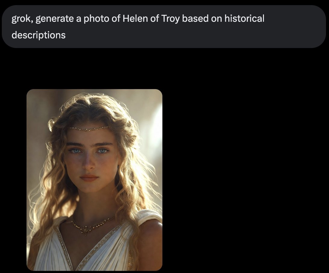 WilhelmWulf's tweet photo. This is Helen of Troy reconstructed by 2 different AIs using the literal 3,000 year old Greek descriptions. Not a 2026 DEI checklist
This is the face that launched a thousand ships

Christopher Nolan thought $300M gives him the authority to "fix" the aesthetic of a Goddess

Imagine having the ego to think you’re bigger than the Iliad. Homer spent books detailing Helen’s honey colored hair and "fair skin" because her appearance was the proof of her Olympian bloodline

Nolan casting Lupita is pure gaslighting. He expects us to believe a Bronze Age world burned for a woman who looks nothing like the daughter of the Sky Father
This is peak DEI brain rot; erasing a culture’s DNA for a "modern" pat on the back