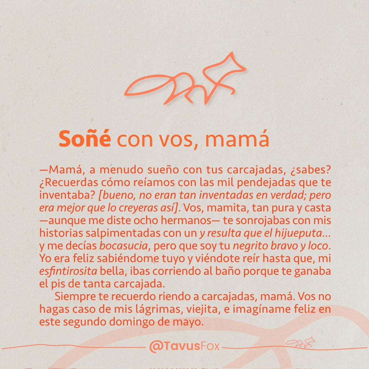 TavusFox's tweet photo. #soñéconvosmamá #TavusFox #uce #microtextos #historias https://t.co/C2Fl9bZ7Sf