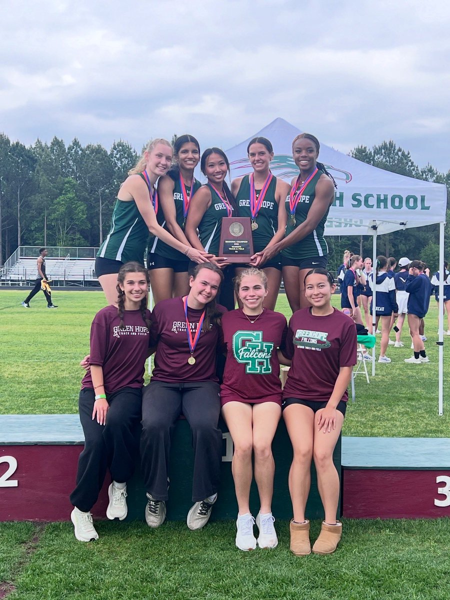 greenhopeatc's tweet photo. Had a blast at the Regional Track Meet held at Green Hope! Watching our girls win 1st place and boys 3rd place was amazing. Now let’s show them what we got at states! #falconswin https://t.co/S1ILpb5ASG