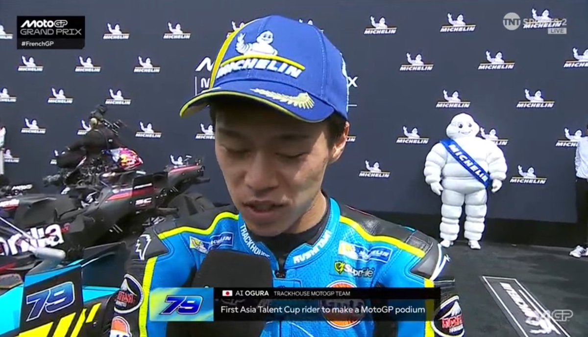 a_setywnfr's tweet photo. Podium pertama Ai Ogura [Japan] di kelas MotoGP dan podium pertama Aprilia 2026 di Le Manz #FrenchGP:
1. J Martin (Aprilia)
2. M Bezzecchi (Aprilia)
3. Ai Ogura (Aprilia)
Kelas King Cahaya Asia https://t.co/M6pLfqo8KO