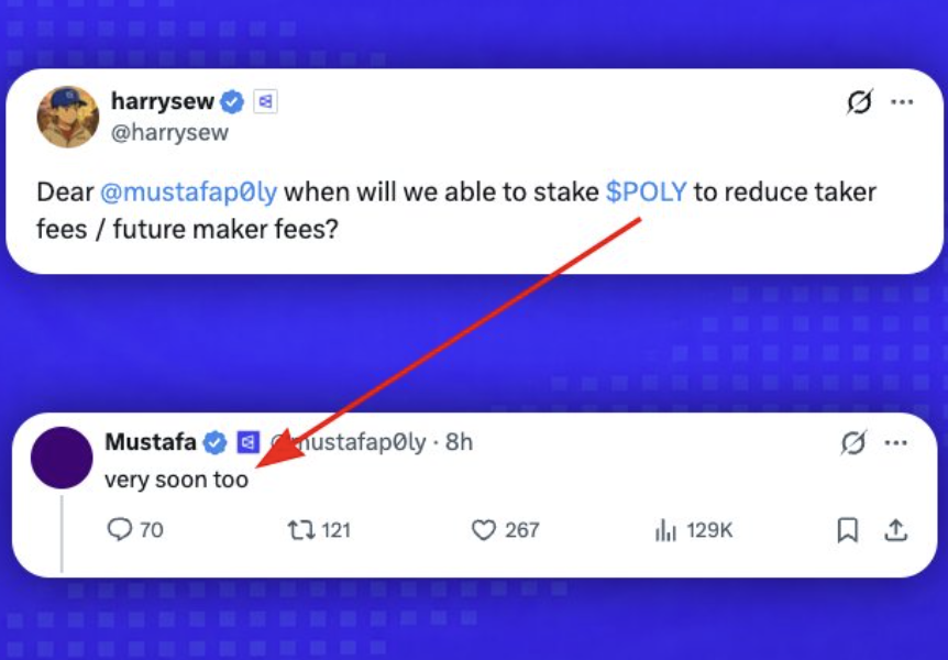bendeli1989's tweet photo. 💥Already confirmed it:staking $POLY to reduce taker fees (and future maker fees) is "very soon too" 😎 

Even though this dropped a few days ago but im still fired up about it and you should be too.

If you’re solid with predictions, now is the time.
@Polymarket https://t.co/8fEiCRD66J