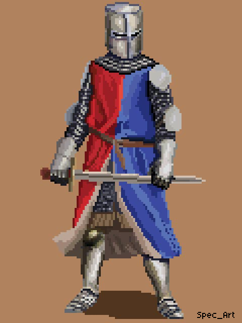 Spec_Art's tweet photo. Whoopsie. Been slacking on uploading my pixel art. Here's another knight concept.

#pixelart https://t.co/VrbZchj14w