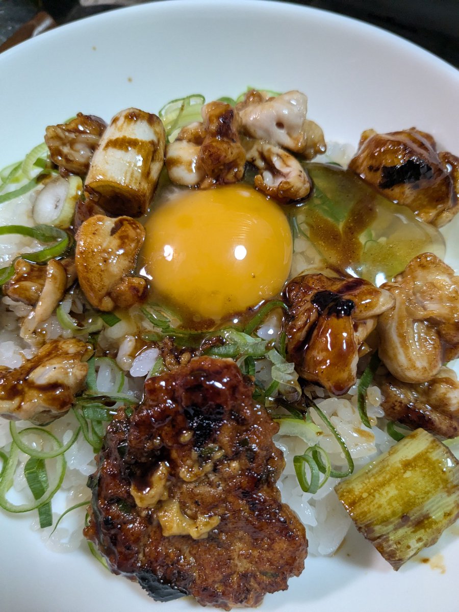 must0425's tweet photo. #日曜は父ちゃん飯
今夜の献立は、久々に #お家焼き鳥 
つくね、ハサミ、ズリ、ササミ梅肉、醤油マヨ、醤油チーズなど。
締めは焼き鳥丼で。
焼き鳥のタレを買い忘れて、初めてタレも作ってみました。
ネットってやっぱり凄い。 https://t.co/S9FLPM7eQE