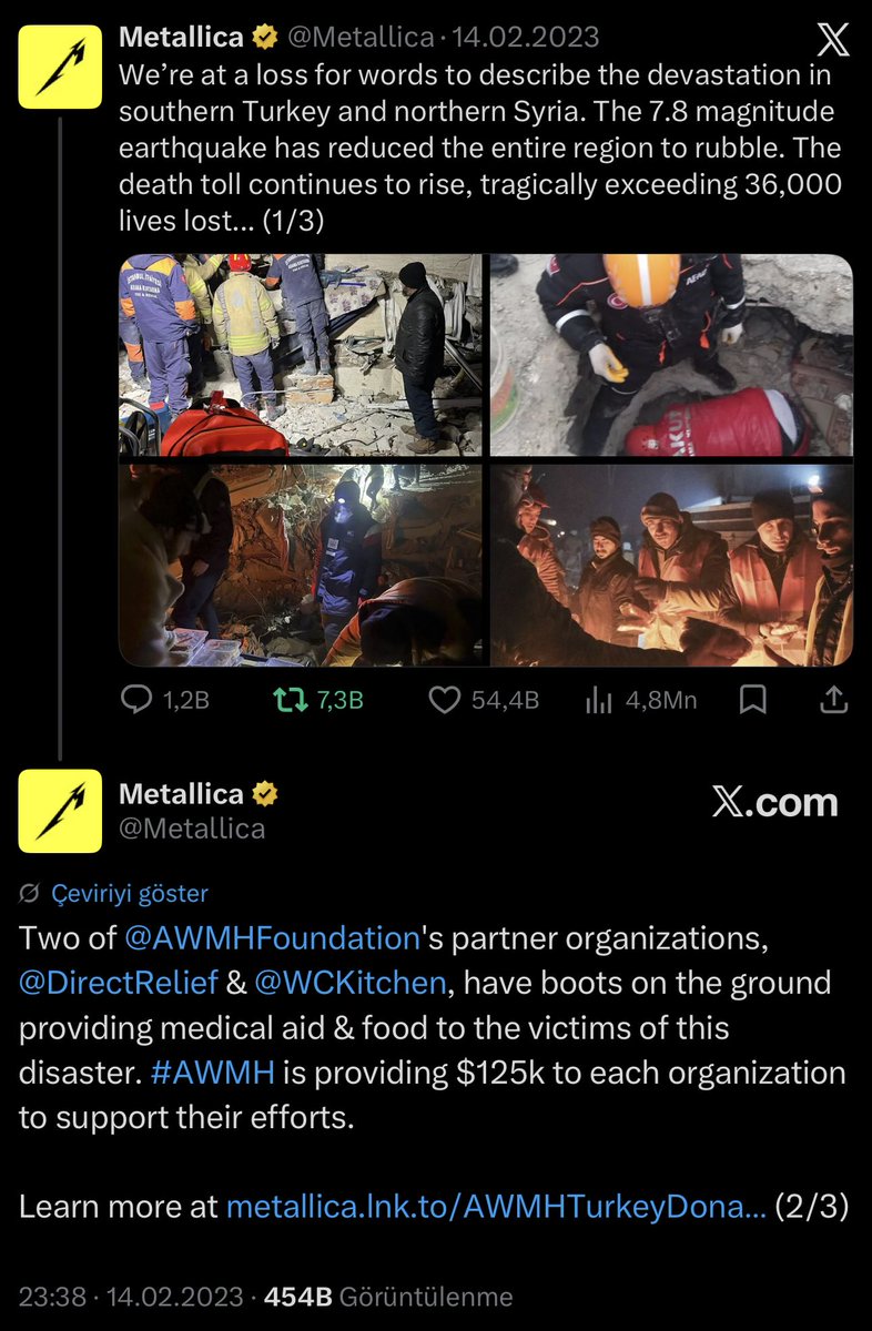 saboozge's tweet photo. #Metallica , Yunanistan sonrası İstanbul'a gelmek istemiş ama Atina'da 75 bin Euro ödedikleri stadyum kirasına karşılık biz 600 bin Euro isteyince eee bir de gelecek 70 tır için toplam 262 bin Euro gümrük masrafı ödenmesi gerektiğini beyan edince adamlar vazgeçmiş.
Atina AB üyeliği nedeniyle tırlardan da gümrük masrafı almamış.
Adamlar depremde 250 bin dolar bağış yapmıştı. Biz daha fazlasını tır vergisi diye istiyoruz.
Ya valla ben ne tarafa doğru utanacağız diye şaşırıyorum artık.