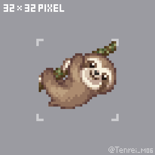 TODAY-32Pixel「ナマケモノ」#dotpict #毎日ドット絵