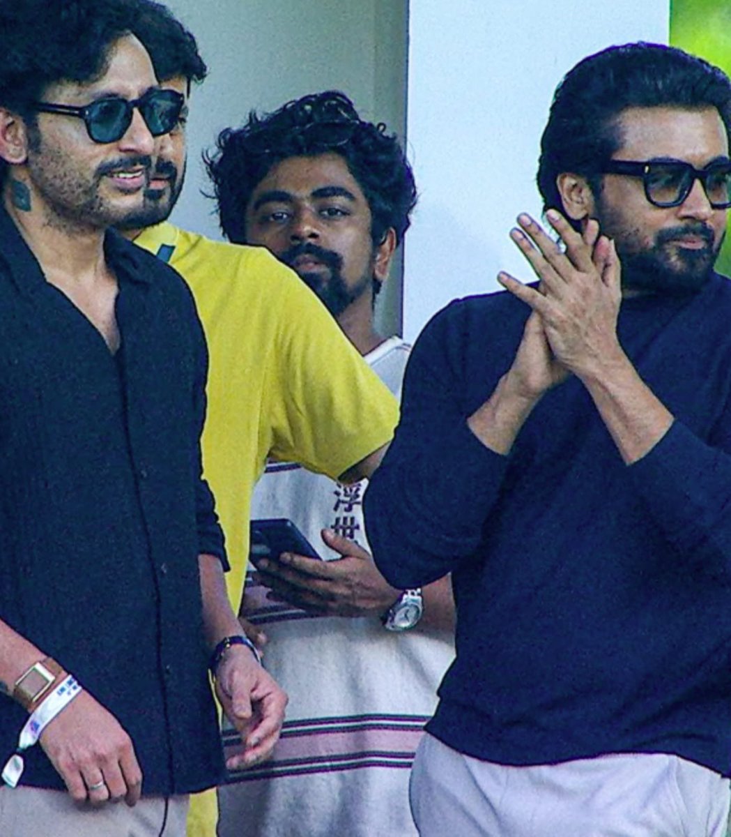 maneeshsaxena's tweet photo. Look who’s lighting up Chepauk.
Superstar Suriya spotted enjoying the Chennai Super Kings vs Lucknow Super Giants clash.
Star presence, electric atmosphere, and pure IPL vibes at Chepauk.
#IPL2026 #CSK #LSG #Suriya #Chepauk #WhistlePodu #CricketTwitter #IPLfever #ThalaVibes https://t.co/J427pYZs3Y