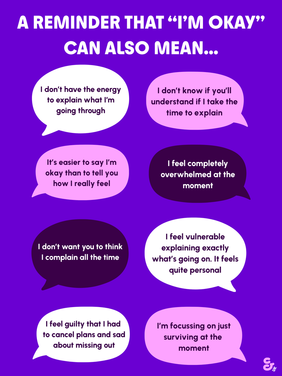 CrohnsColitisUK's tweet photo. Check in with your chronically ill friends. Sometimes there's more than meets the eye.

#ChronicIllness #Crohns #Colitis #IBD #InflammatoryBowelDisease https://t.co/rVOMpnhYr6