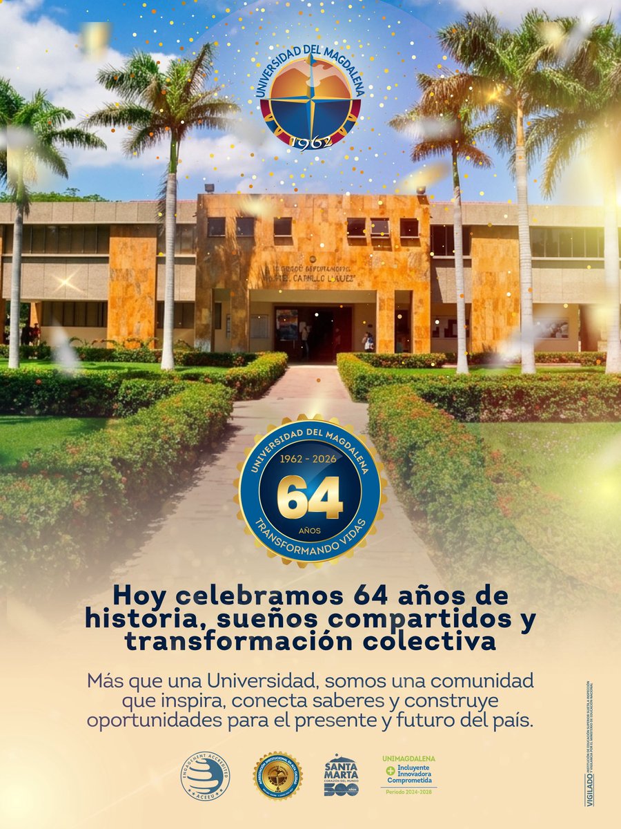 64 años entregandole lo mejor a Santa Marta, al departamento y a la nacion, la excelencia y la calidad siempre lo primero. FELIZ CUMPLEAÑOS MI UNIMAGDALENA, mi alma mater, mi Universidad, mi segunda casa. Siempre en mi corazón.🎂🎂🎂🎂🎂🎂

UNIVERSIDAD DEL MAGDALENA
<a href="/Unimagdalena/">Universidad del Magdalena</a>